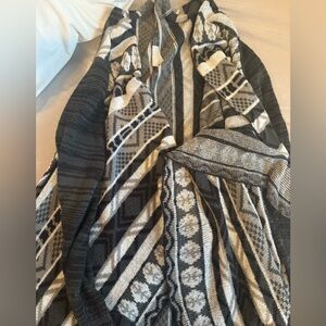 Black white and grey tribal long cardigan.